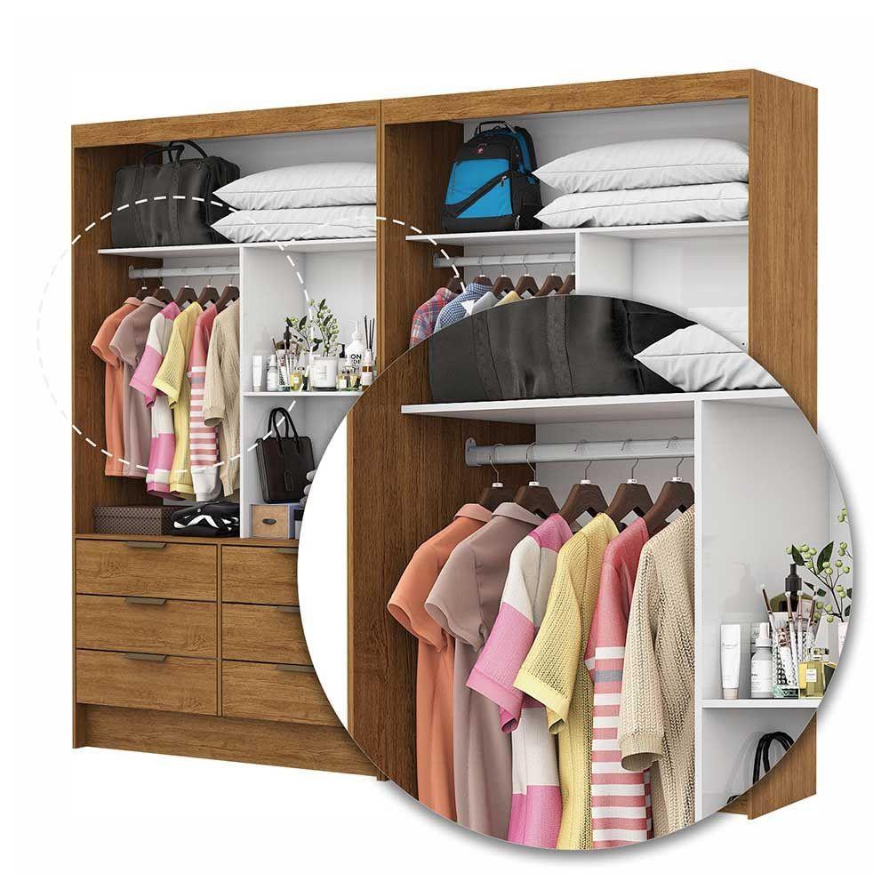 Closet Casal Duplo Sevilha Premium Com 12 Gavetas Freijó - 5