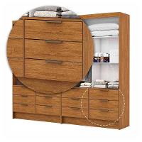 Closet Casal Duplo Sevilha Premium Com 12 Gavetas Freijó