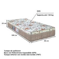 Colchão Solteiro Ortopedico D45 88x188x25 Bege Branco Floral Laranja Portobel Bege Com Branco - 4
