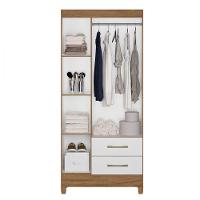 Guarda Roupa Solteiro Lima 3 Portas 2 Gavetas Naturale Branco Moval Naturale Com Branco - 8