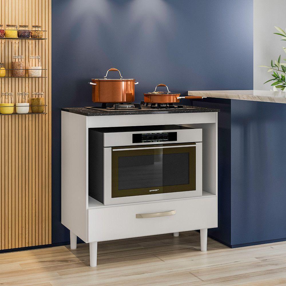 Balcao Cooktop E Forno Com 1 Gaveta Branco Nicioli Branco - 2