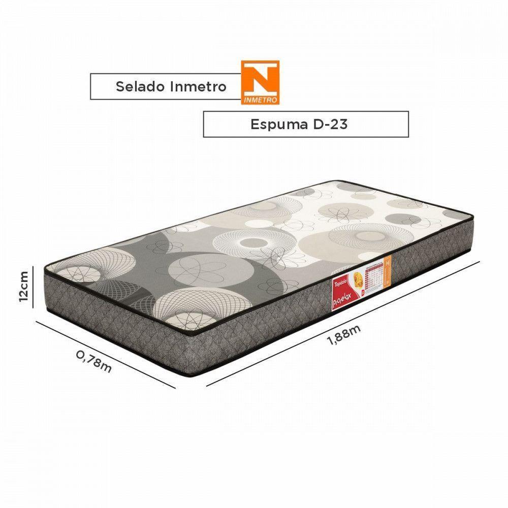 Colchão Solteiro De Espuma D23 Topázio 78x188x12cm Cinza Prorelax Cinza - 3