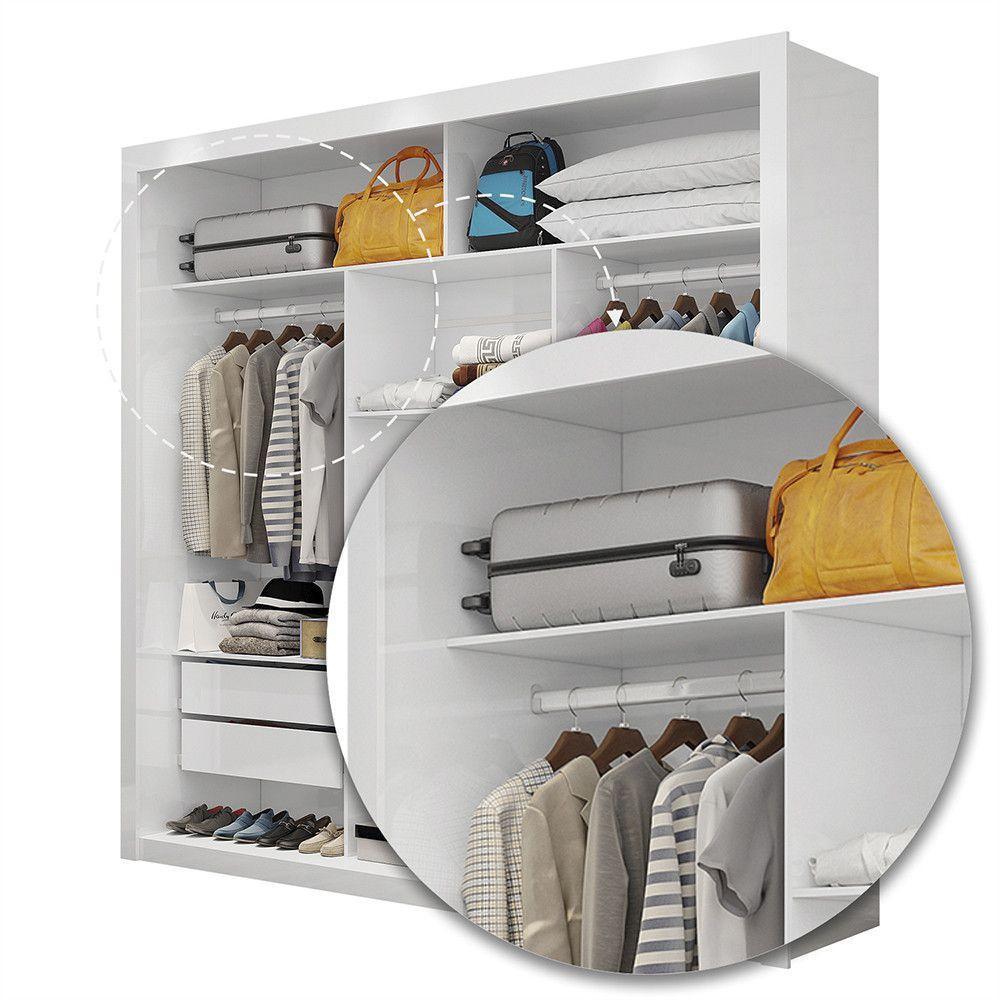 Quarto Completo De Casal Com Closet Clarice 4 Gavetas E Cama Paula Carioca Móveis Branco - 2