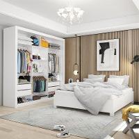 Quarto Completo De Casal Com Closet Clarice 4 Gavetas E Cama Paula Carioca Móveis Branco - 1