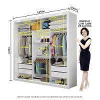 Quarto Completo De Casal Com Closet Clarice 4 Gavetas E Cama Paula Carioca Móveis Branco