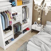 Quarto Completo De Casal Com Closet Clarice 4 Gavetas E Cama Paula Carioca Móveis Branco - 7