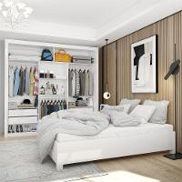 Quarto Completo De Casal Com Closet Clarice 4 Gavetas E Cama Paula Carioca Móveis Branco - 8