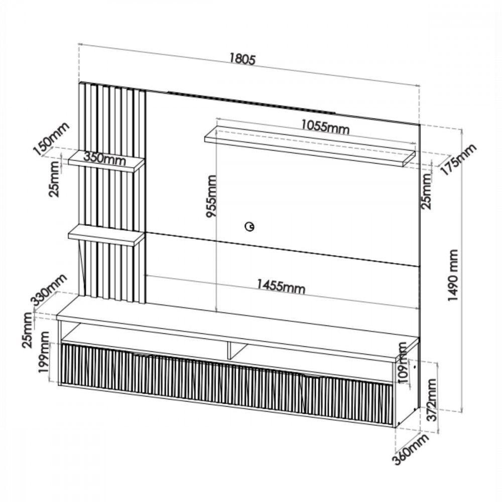 Painel Para Tv Até 65 Polegadas Aurora Off White Mel Ripado Viero Off White Com Mel - 3