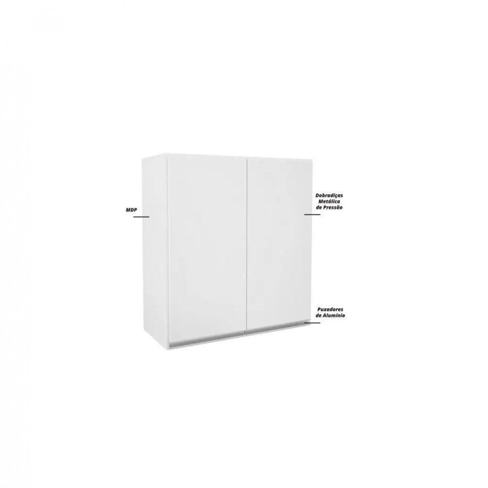 Armário De Cozinha E Lavanderia Com 2 Portas Duplo Aéreo Módulo Suspenso Top Class Batrol Branco Branco Brilho - 3