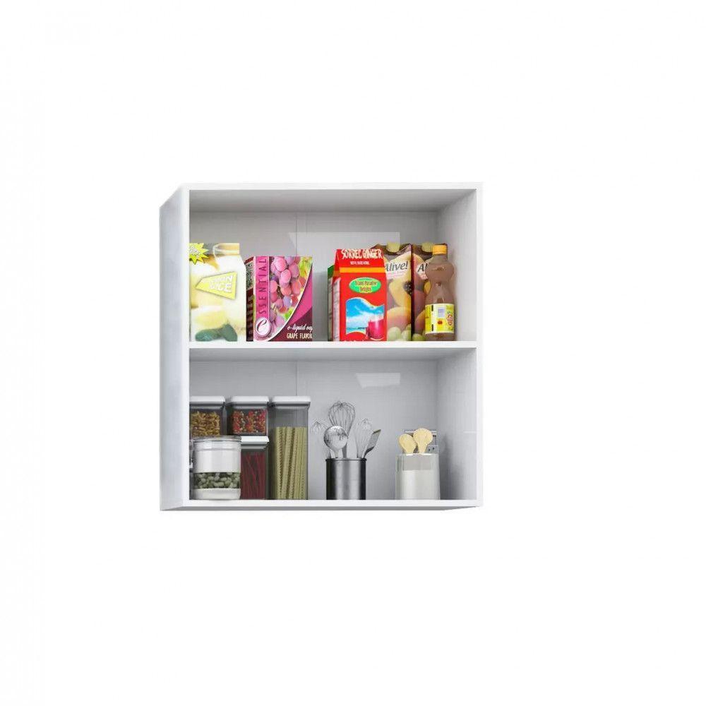 Armário De Cozinha E Lavanderia Com 2 Portas Duplo Aéreo Módulo Suspenso Top Class Batrol Branco Branco Brilho - 4