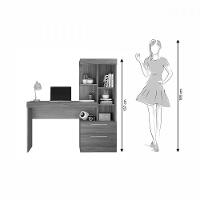 Mesa Para Escritório Com Estante E 2 Gavetas Office Branco - 2