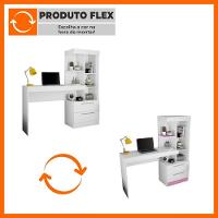 Mesa Para Escritório Com Estante E 2 Gavetas Office Branco - 3