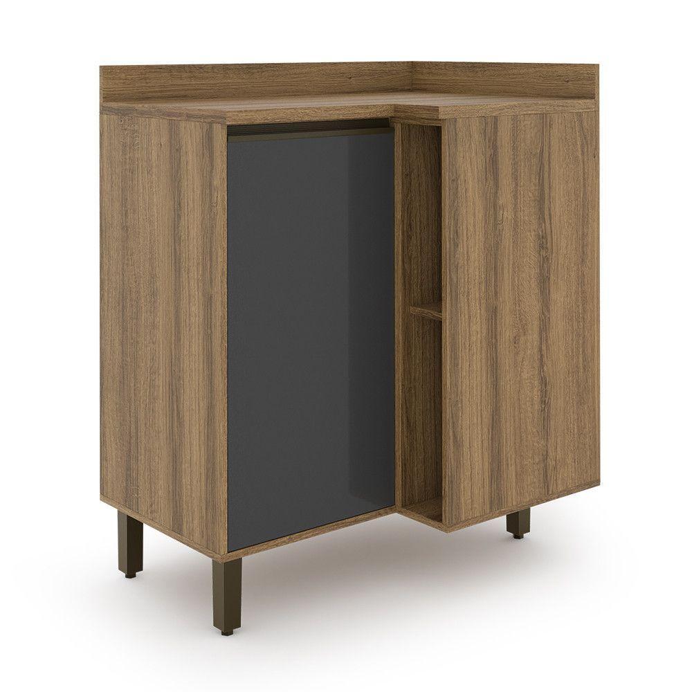 Balcao Confort 86 Cm 1 Porta Canto Com Nicho Cinamomo grafite Batrol Cinamomo grafite - 1