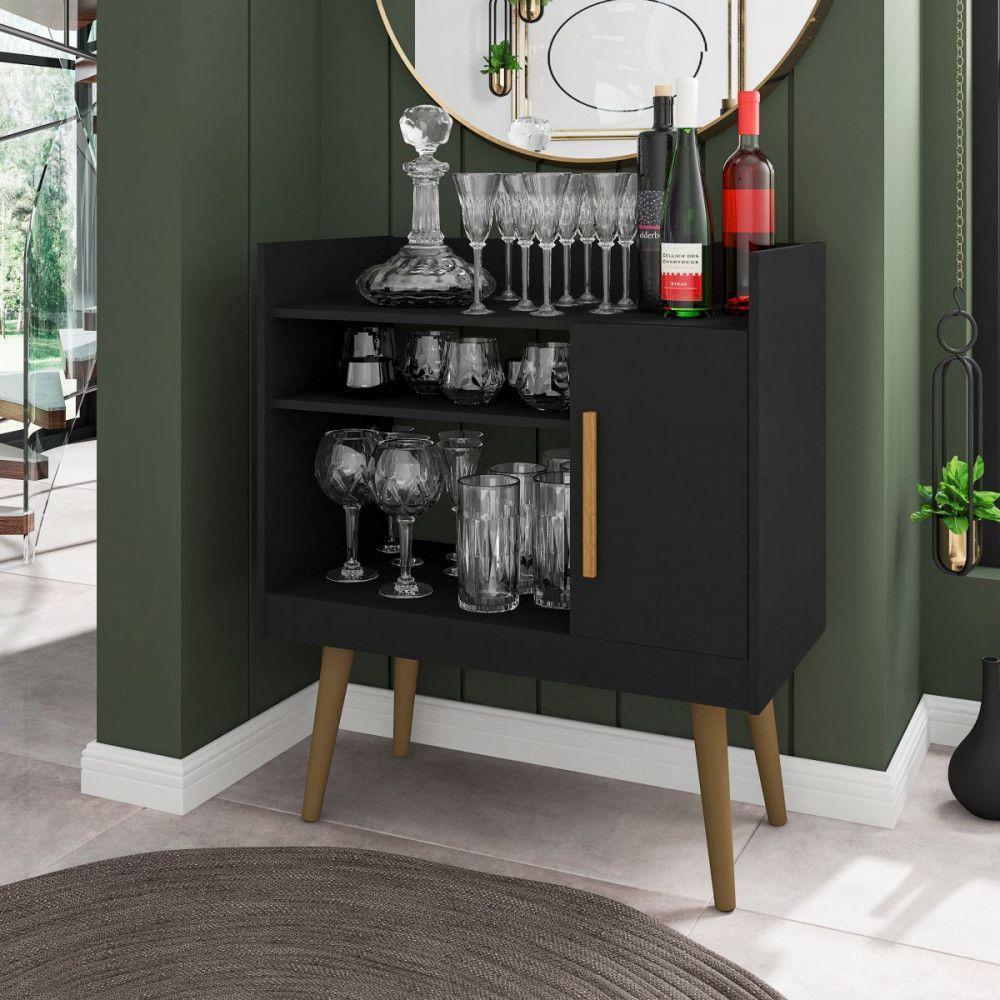 Aparador 1 Porta Café Ii Preto Fosco Bechara Preto Fosco - 4