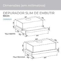 Depurador de Ar Slim de Embutir 60 Cm Inox Suggar 220v - 2