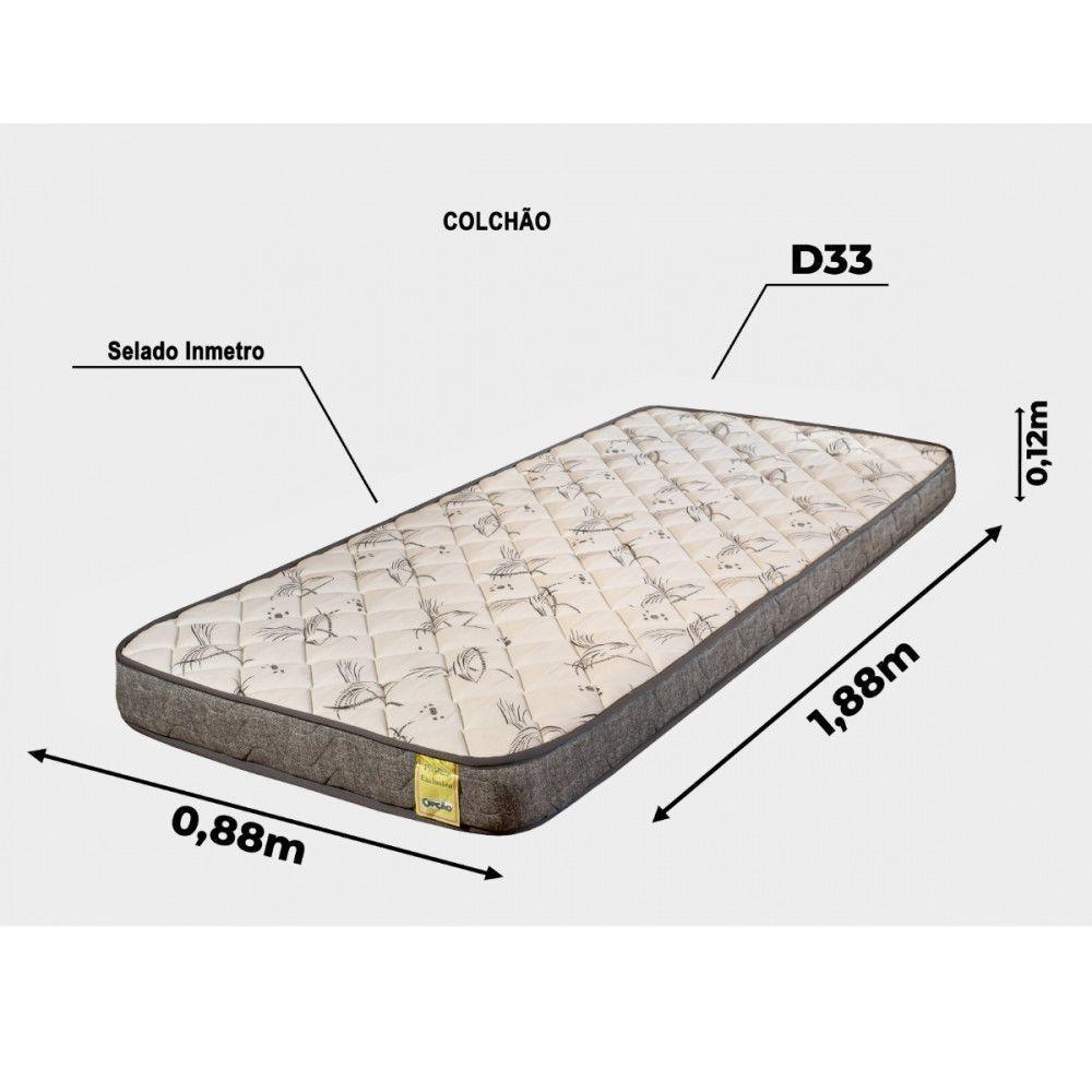 Colchão De Solteiro Dreemy D33 88x188x12 Grafite Branco Apolospuma Branco Com Grafite - 3