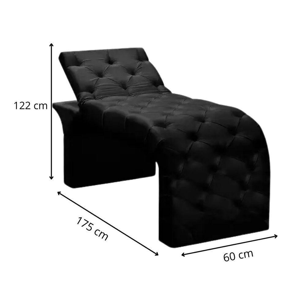 Maca Estofada Estética Cílios Regulável Spa Veludo Eloísa Preto - 3