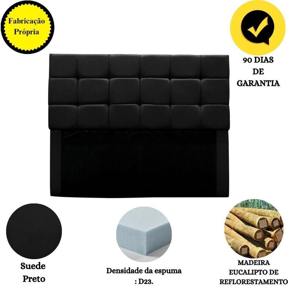Cabeceira Cama Box Estofada Solteiro 90 Cm Ananda Suede Preto - 4