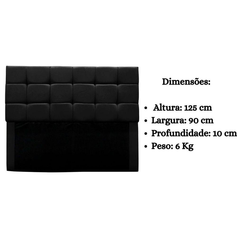 Cabeceira Cama Box Estofada Solteiro 90 Cm Ananda Suede Preto - 8
