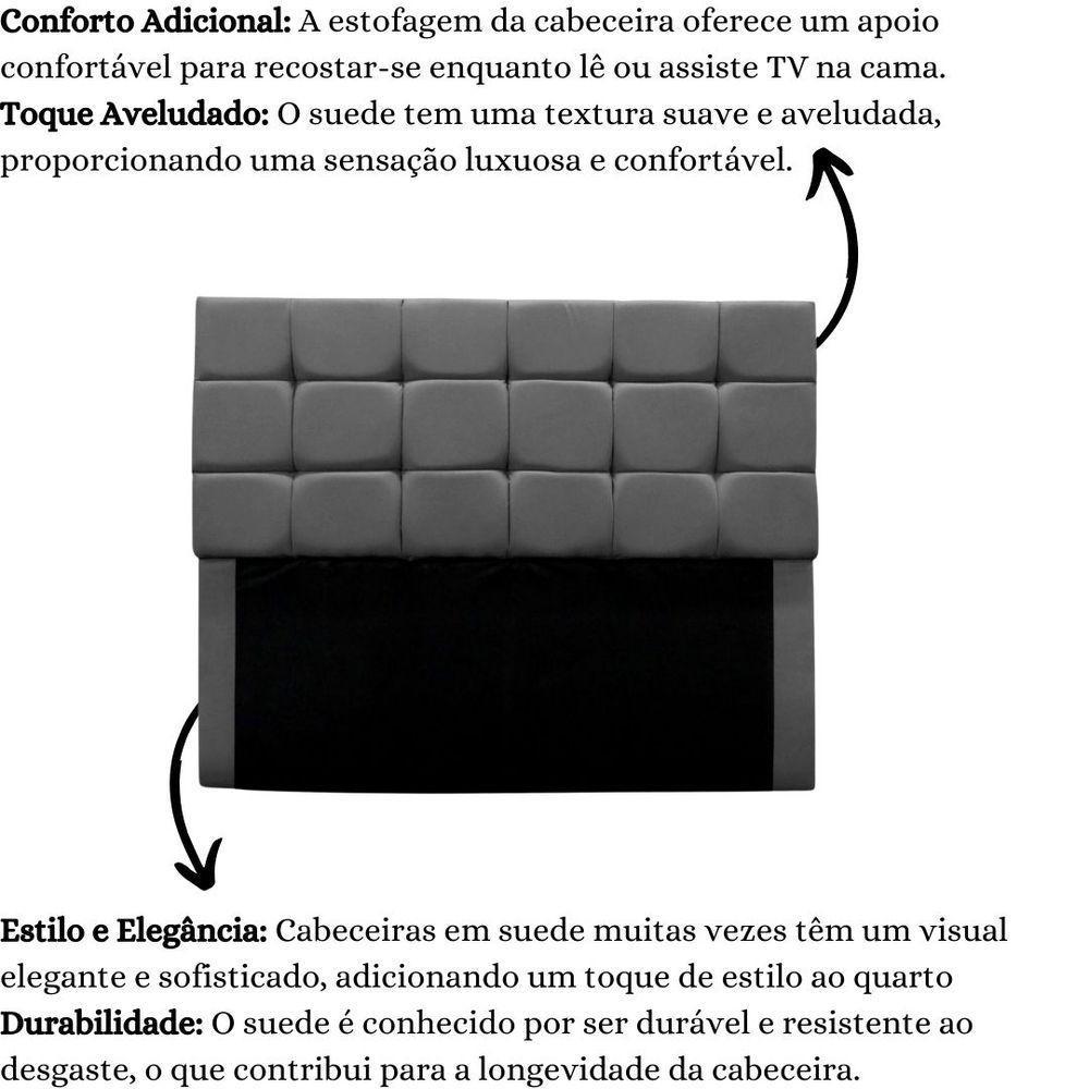 Cabeceira Cama Box Estofada King 195 Cm Ananda Suede Cinza - 5
