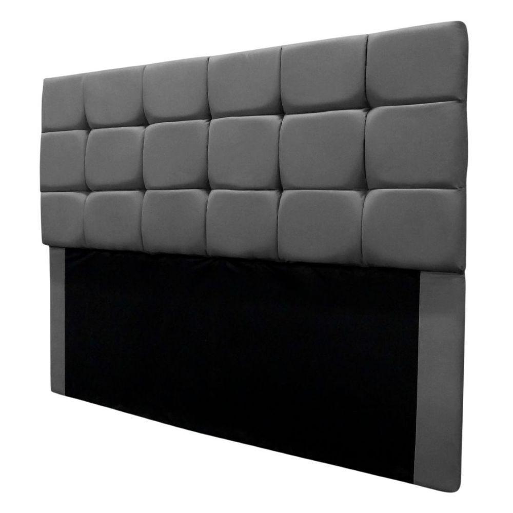 Cabeceira Cama Box Estofada King 195 Cm Ananda Suede Cinza - 6