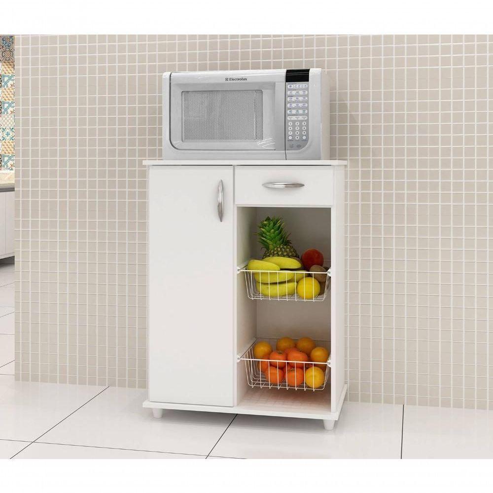 Balcão Com Fruteira 1 Porta E 1 Gaveta Belize Branco Notável Móveis Branco - 1