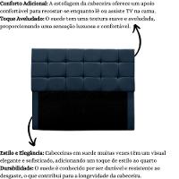 Cabeceira Cama Box Estofada Solteiro 90 Cm Ananda Suede Azul Marinho - 5