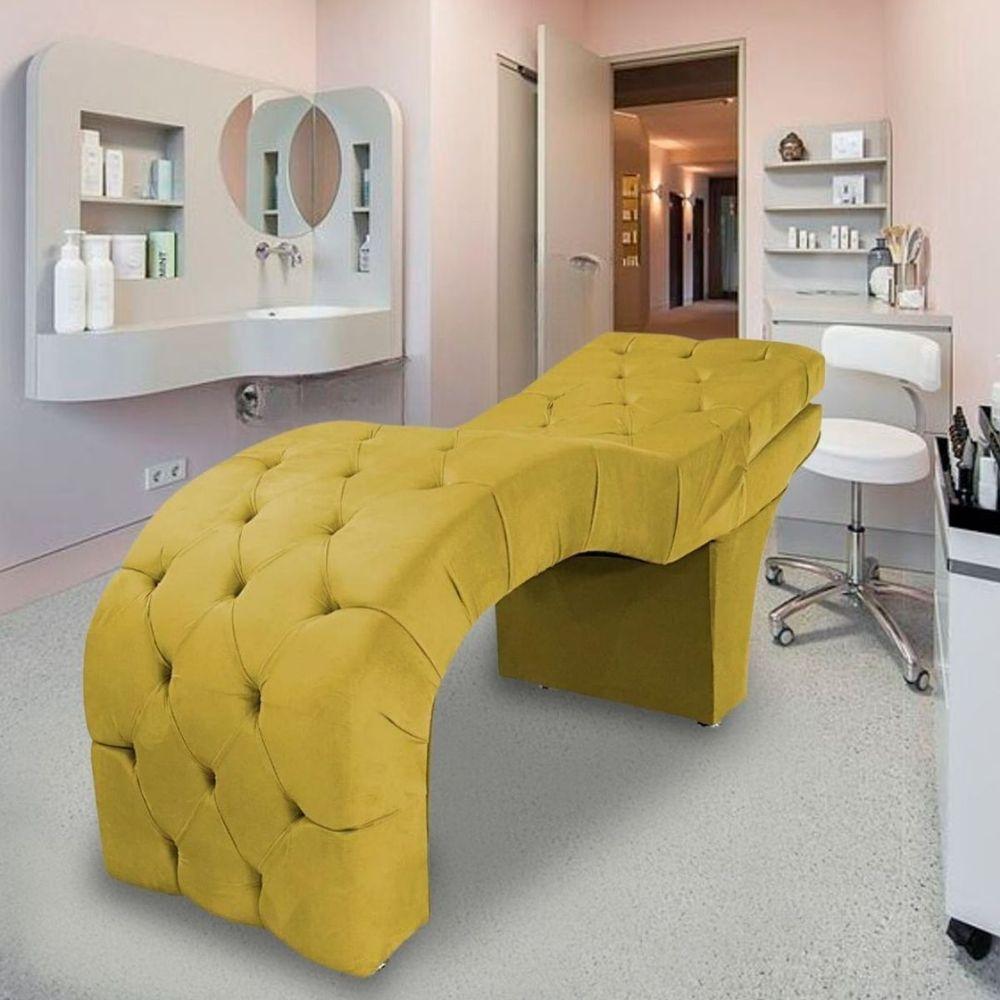 Maca Estofada Reclinável Sobrancelhas Cílios Suede Jade Amarelo - 2