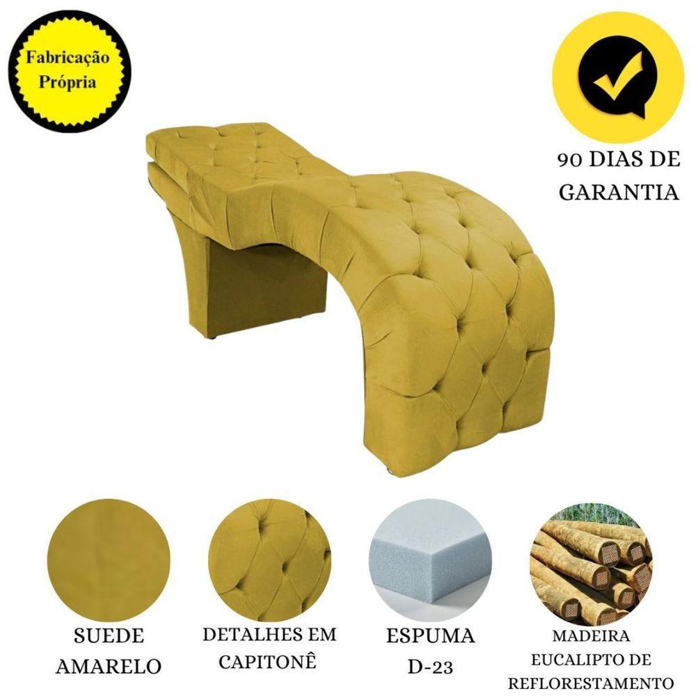 Maca Estofada Reclinável Sobrancelhas Cílios Suede Jade Amarelo - 4