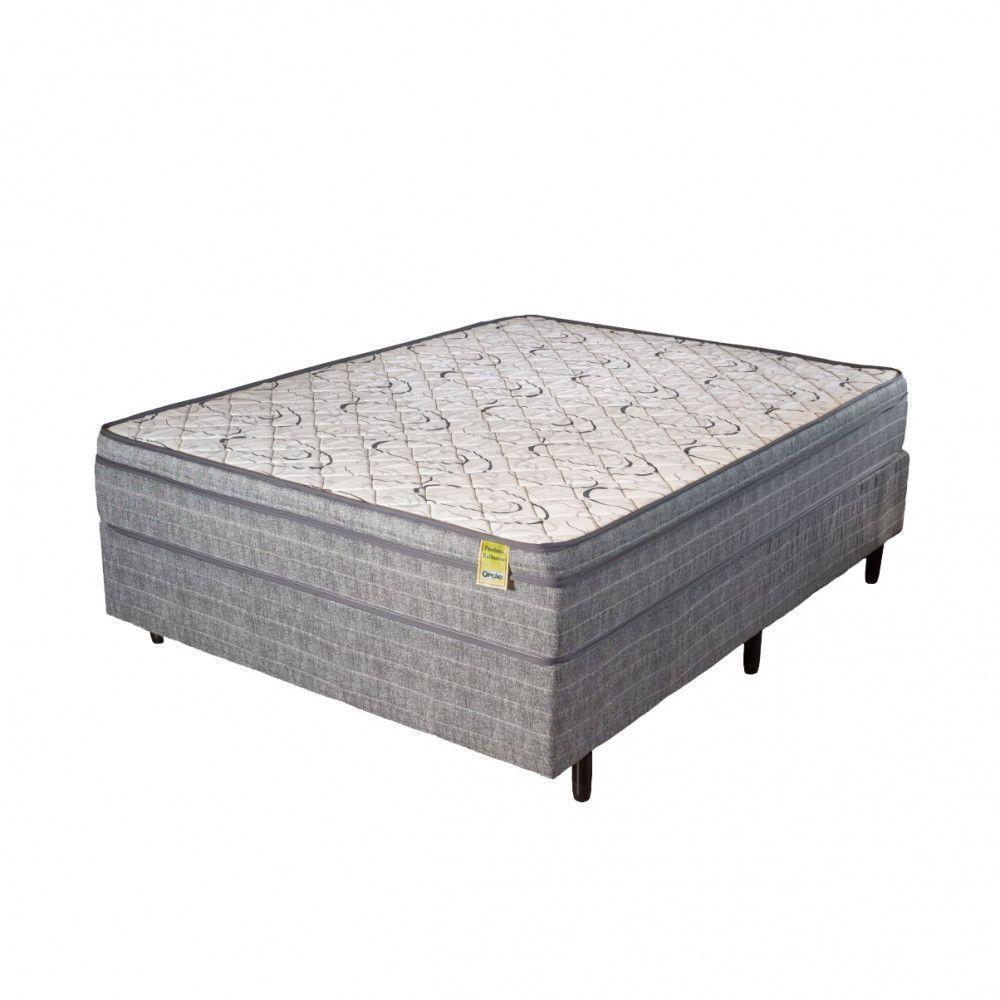 Cama Box Casal Com Colchão De Espuma D45 Dreemy Mega 138x188x63cm Apolospuma Cinza Com Branco - 1