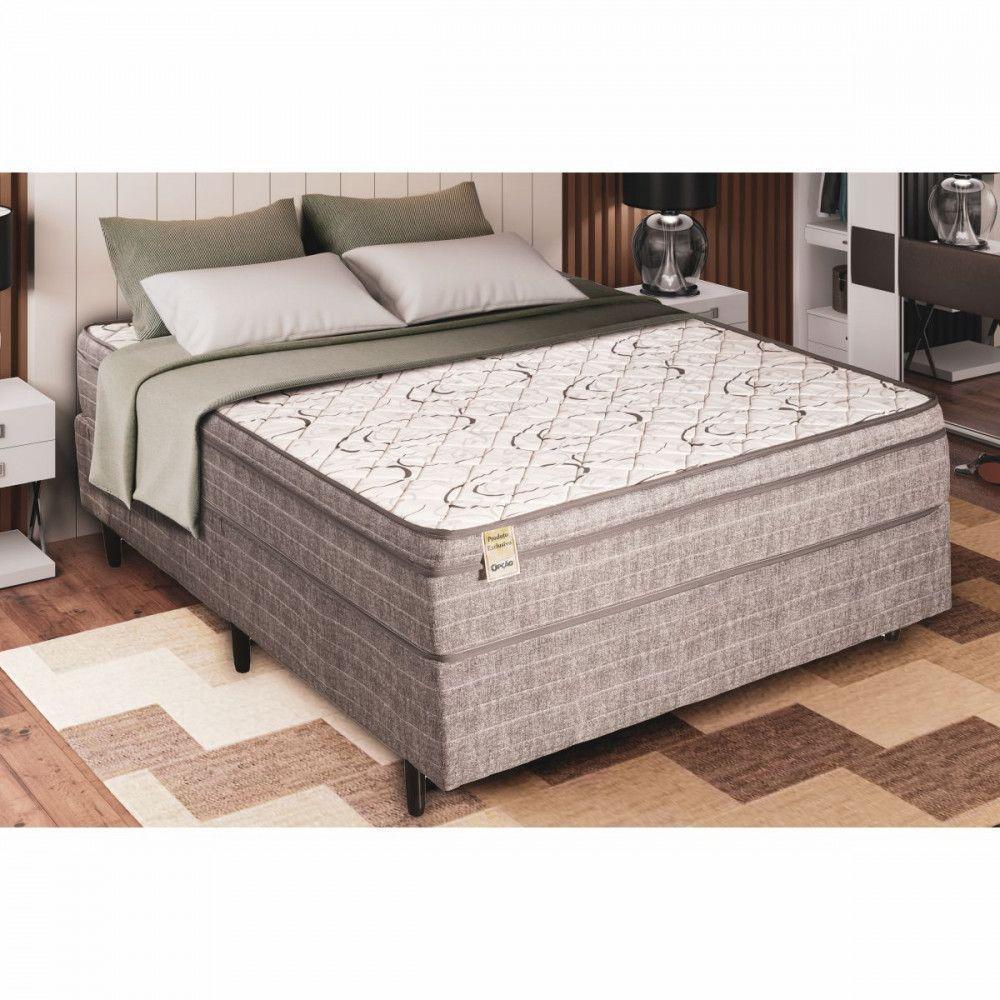 Cama Box Casal Com Colchão De Espuma D45 Dreemy Mega 138x188x63cm Apolospuma Cinza Com Branco - 2