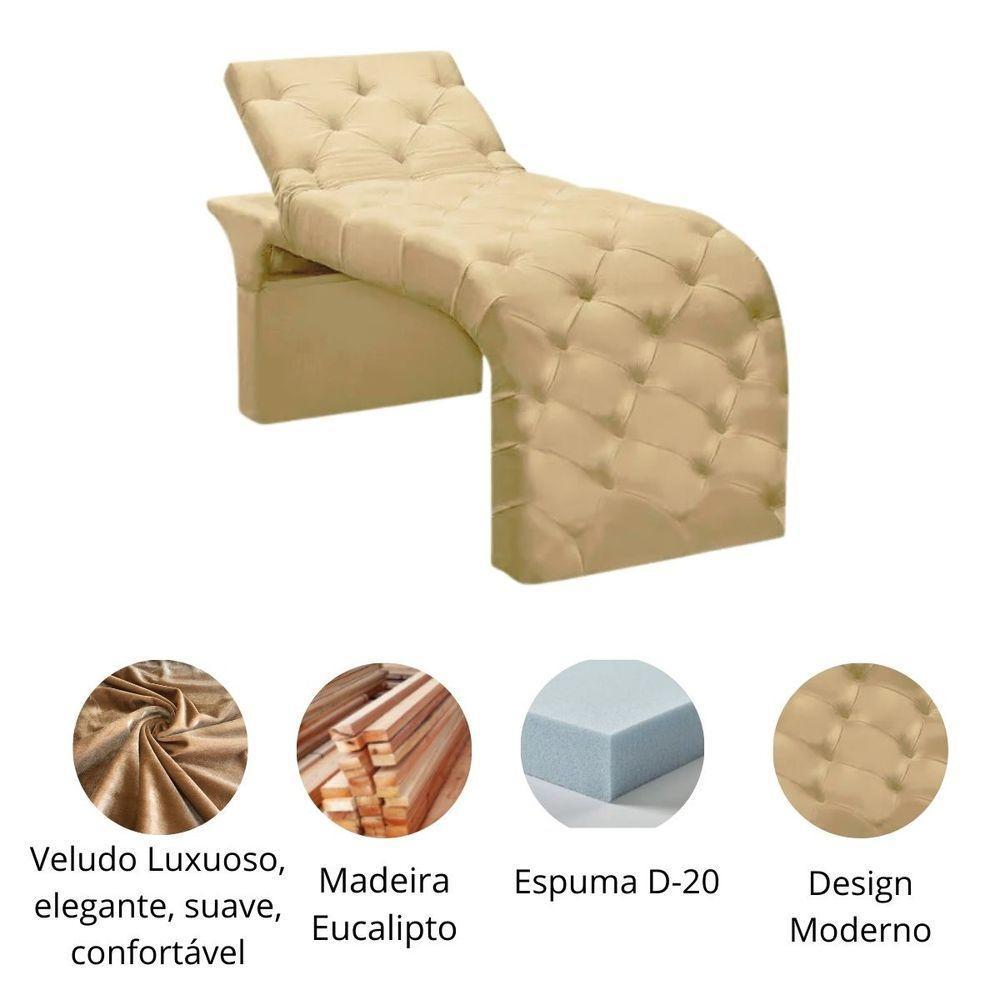 Maca Estofada Estética Cílios Regulável Spa Veludo Eloísa Bege - 4