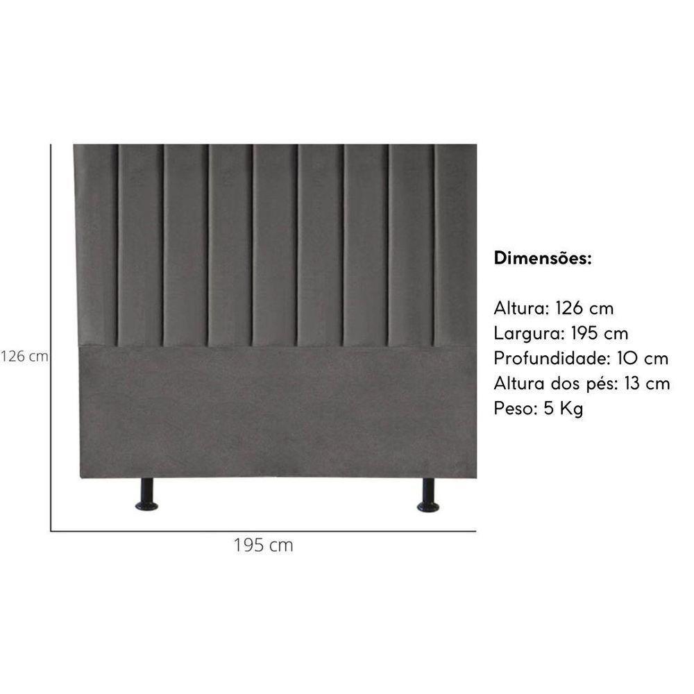 Cabeceira Estofada Cama Box King 195 Cm Laura Suede Cinza Escuro - 3