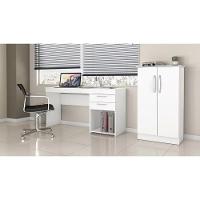 Conjunto Para Escritório Com Mesa Office E Armário Branco - 1
