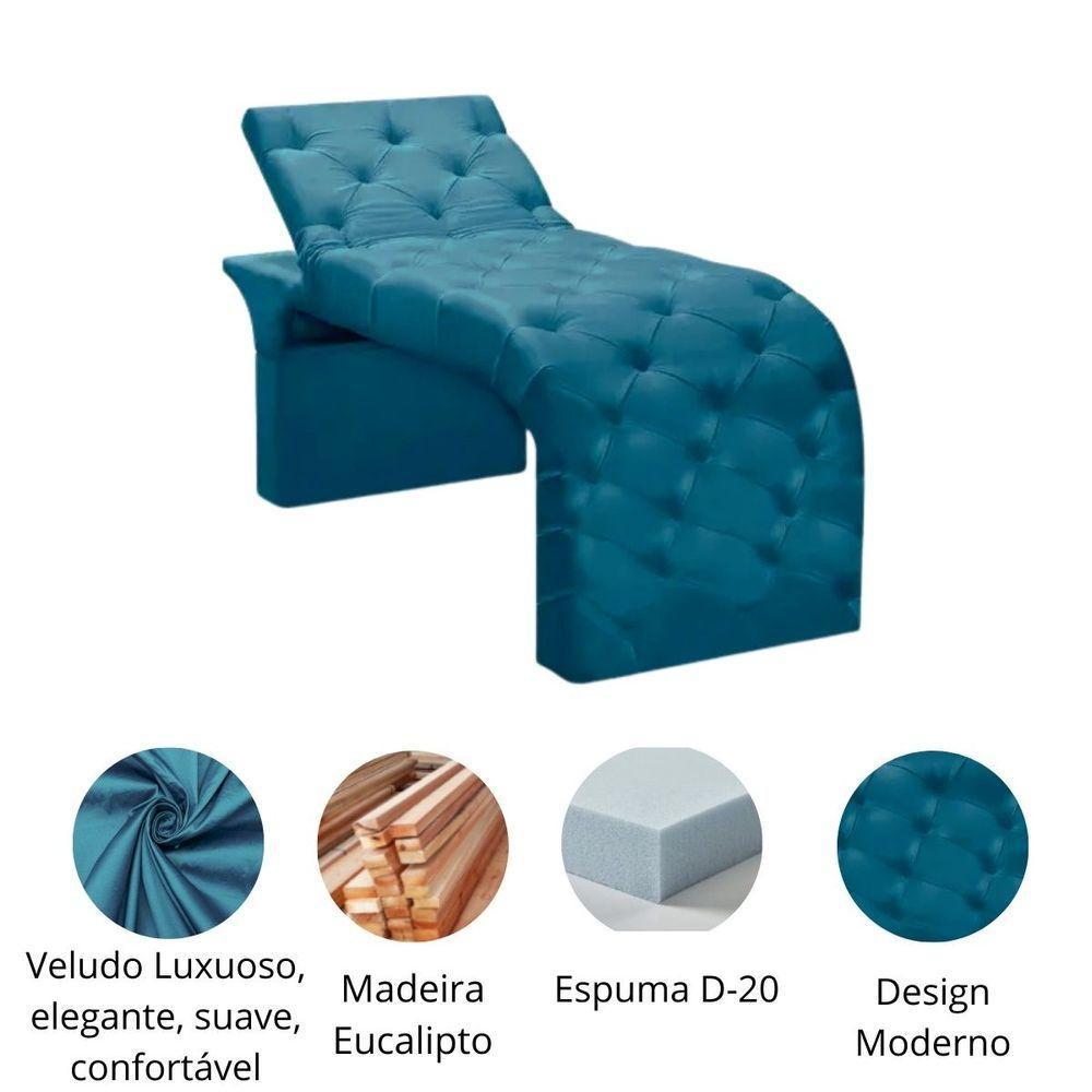 Maca Estofada Estética Cílios Regulável Spa Veludo Ana Clara Azul Turquesa - 4
