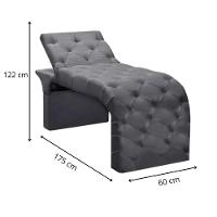 Maca Estofada Estética Cílios Regulável Spa Veludo Eloísa Cinza - 3