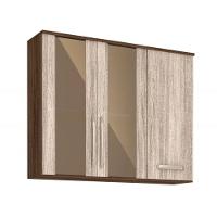 Armario Aereo 120 Cm 3 Portas Amêndoa E Rustico - 1