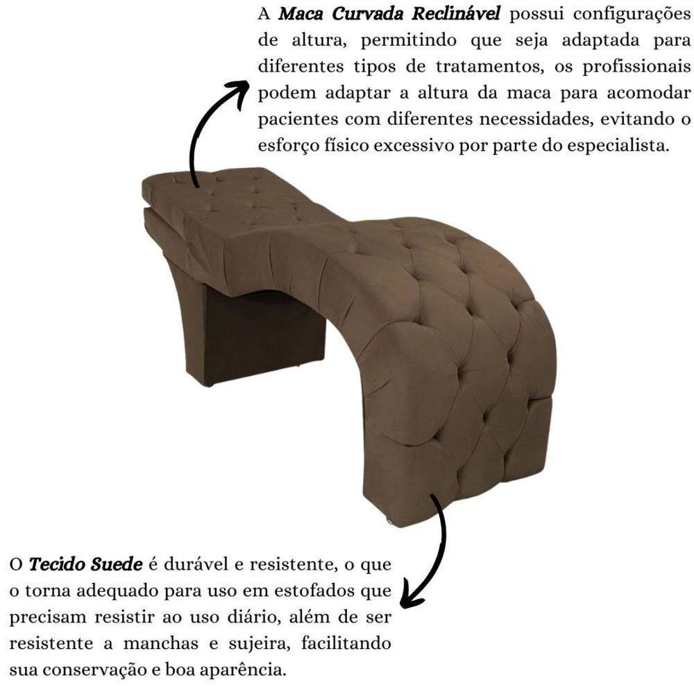 Maca Estofada Reclinável Sobrancelhas Cílios Suede Jade Marrom - 5