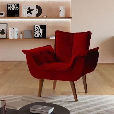 Poltrona Decorativa Eros Tecido Veludo Vermelho Montano Estofados