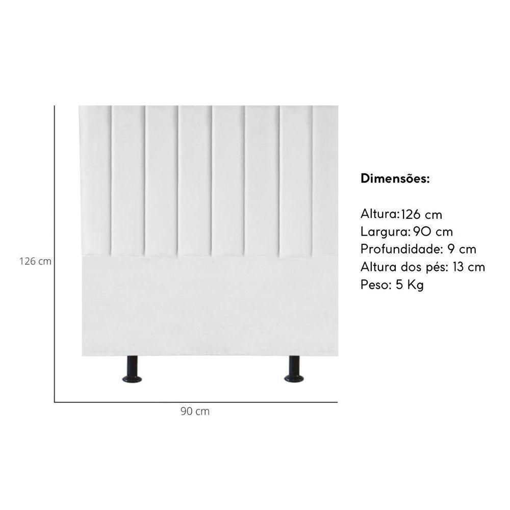 Cabeceira Estofada Cama Box Solteiro 90 Cm Alice Corino Branco - 3