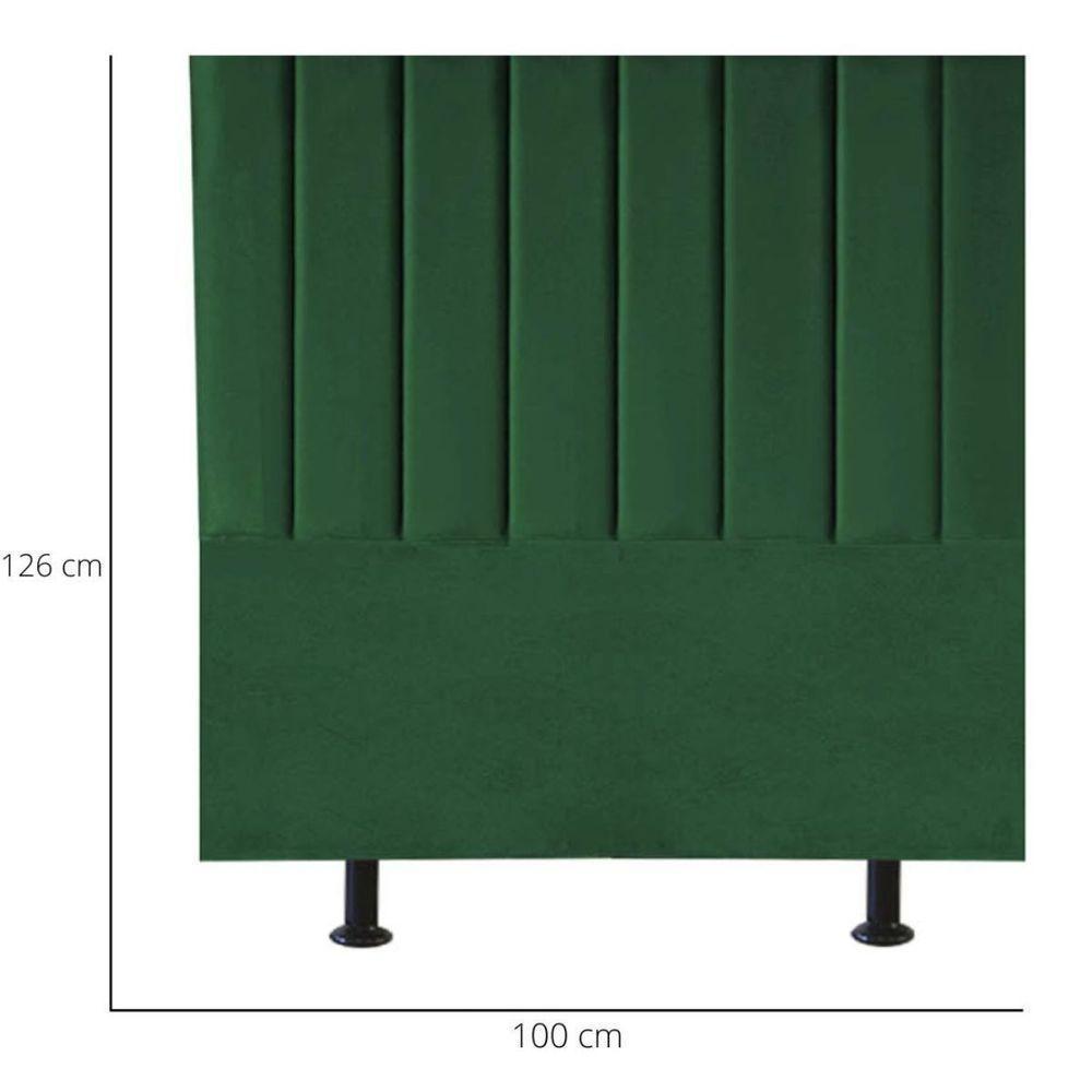 Cabeceira Estofada Cama Box Solteiro 100 Cm Alice Suede Verde - 3