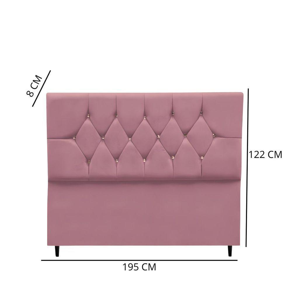 Cabeceira Estofada Cama Box King 195 Cm Aurora Suede Rose - 3