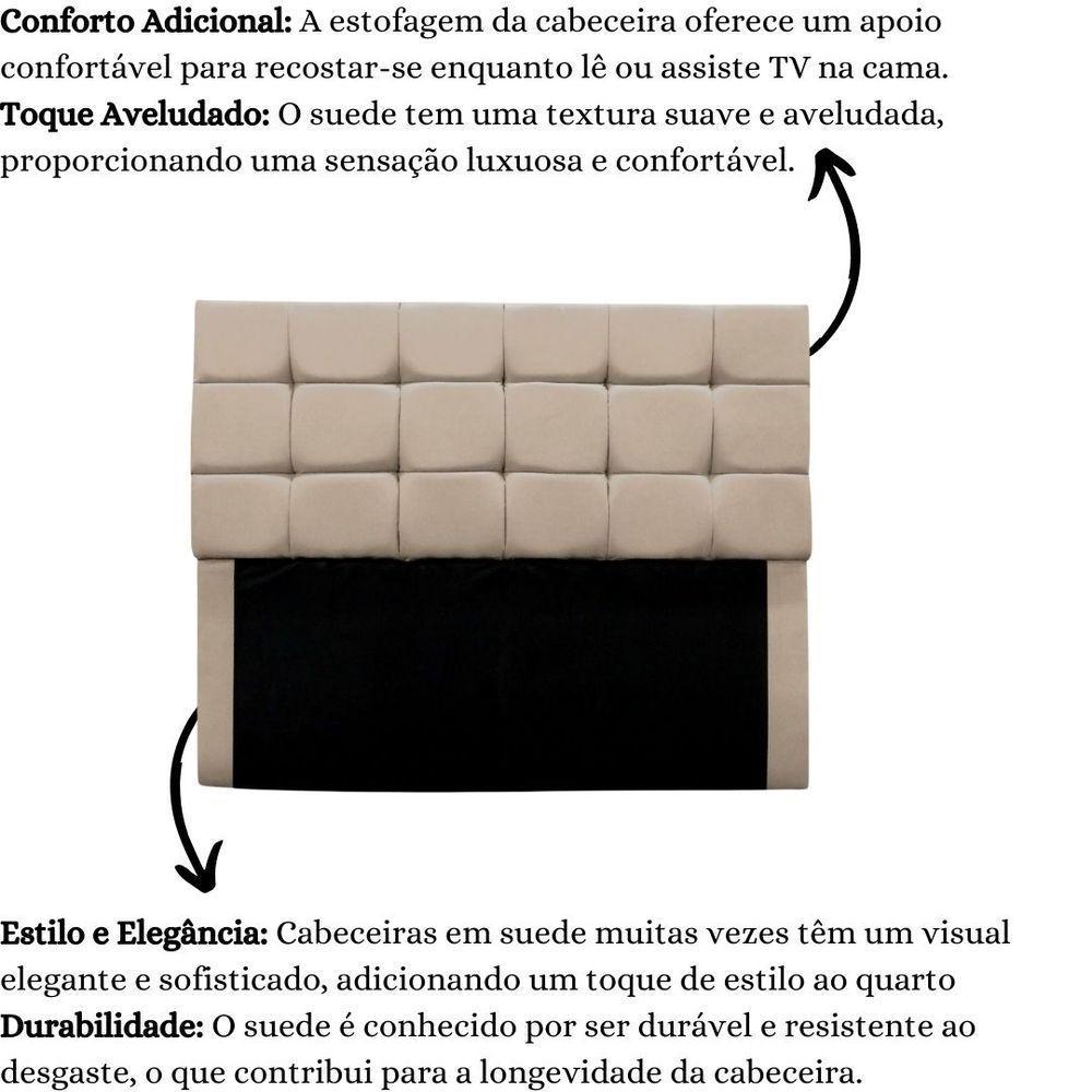 Cabeceira Estofada Cama Box Casal 140 Cm Bianca Suede Bege - 5