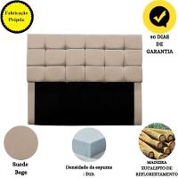 Cabeceira Estofada Cama Box Casal 140 Cm Bianca Suede Bege