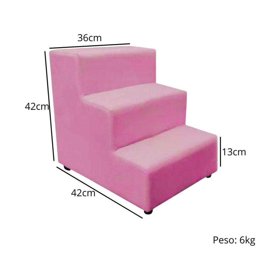 Escada Escadinha Pet Cachorro 3 Degraus Rampa Suede Dog Rosa - 4