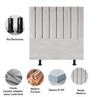 Cabeceira Cama Solteiro Box 100 Cm Luna Veludo E Frame Cinza Claro - 3