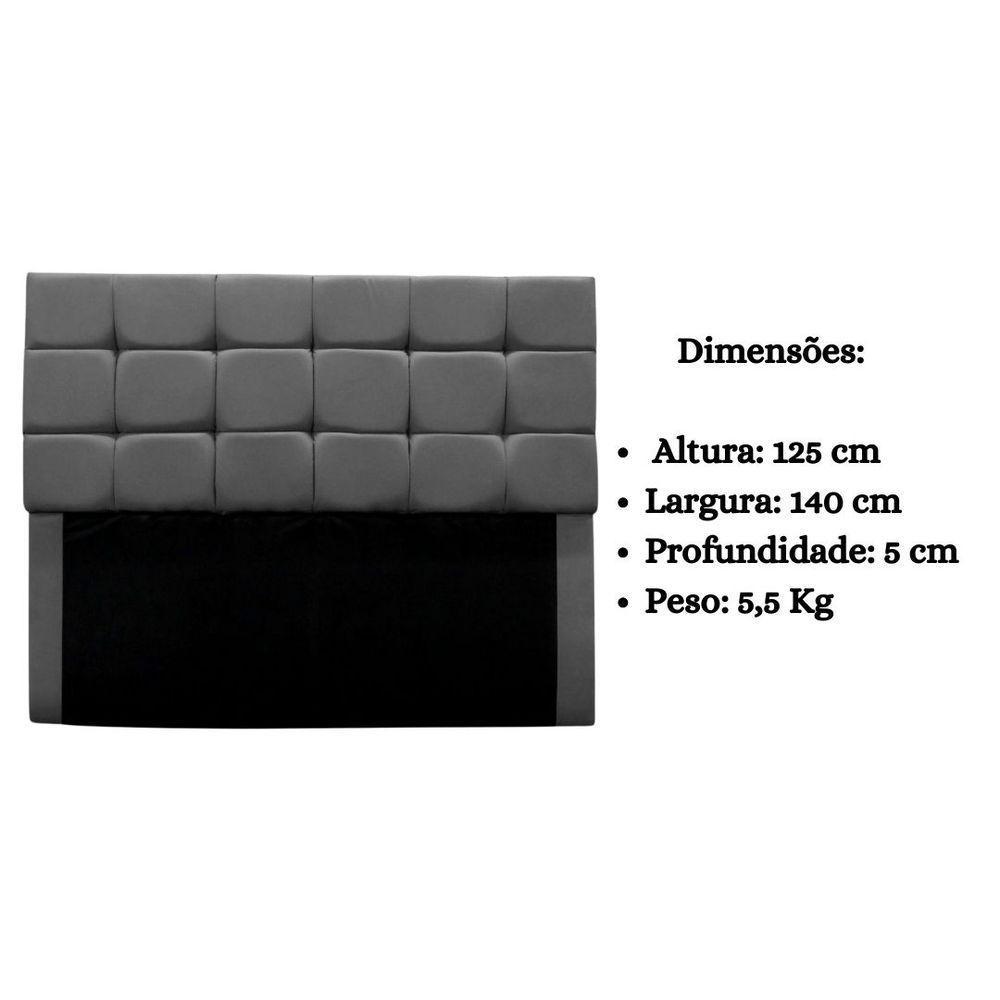 Cabeceira Estofada Cama Box Casal 140 Cm Bianca Suede Cinza - 8