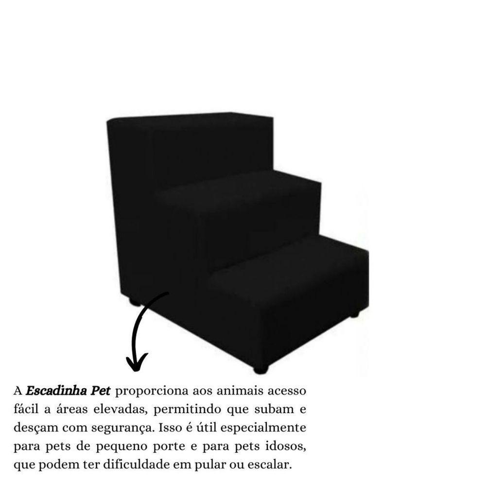 Escada Escadinha Pet Cachorro 3 Degraus Rampa Suede Dog Preto - 6