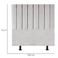 Cabeceira Cama Solteiro Box 100 Cm Lídia Veludo E Frame Cinza Claro - 3