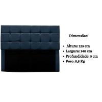 Cabeceira Estofada Cama Box Casal 140 Cm Bianca Suede Azul Marinho - 8